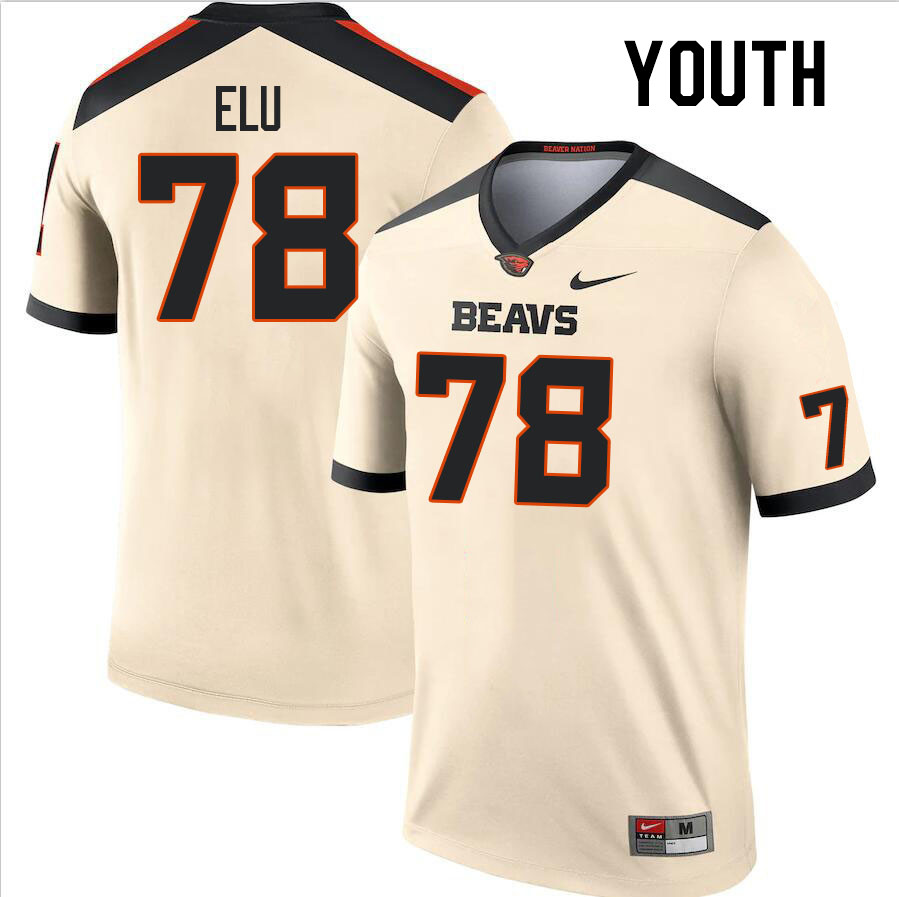 Youth #78 Nathan Elu Oregon State Beavers College Football Jerseys Stitched Sale-Cream